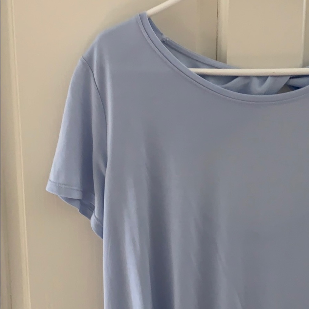 Light blue shirt with open back